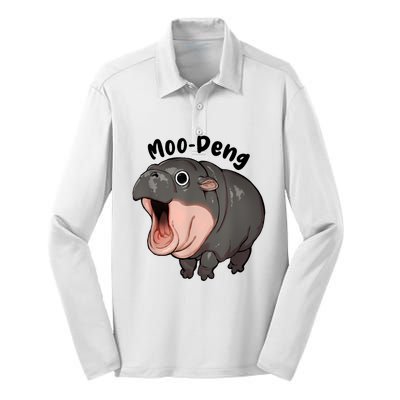 Moo Deng Hippo Baby Pigmy Hippopotamus Zoo Family Silk Touch Performance Long Sleeve Polo