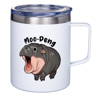 Moo Deng Hippo Baby Pigmy Hippopotamus Zoo Family 12oz Stainless Steel Coffee Mug