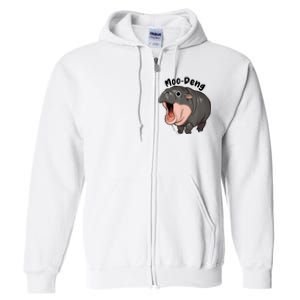 Moo Deng Hippo Baby Pigmy Hippopotamus Zoo Family Full Zip Hoodie