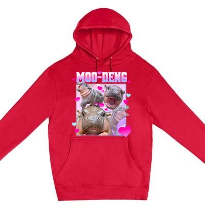 Moo Deng Hippo Baby Pygmy Funny Premium Pullover Hoodie