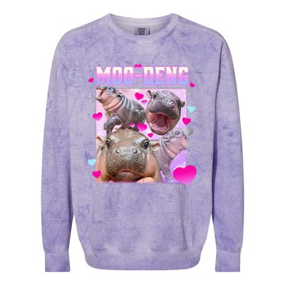 Moo Deng Hippo Baby Pygmy Colorblast Crewneck Sweatshirt