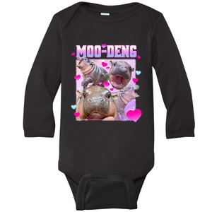 Moo Deng Hippo Baby Pygmy Baby Long Sleeve Bodysuit