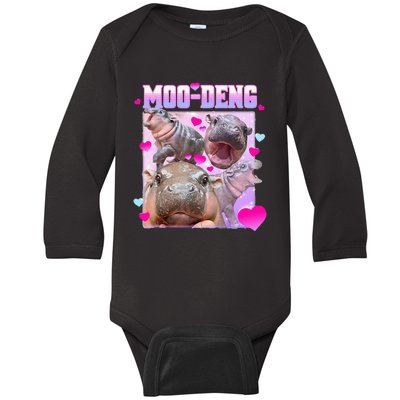 Moo Deng Hippo Baby Pygmy Baby Long Sleeve Bodysuit