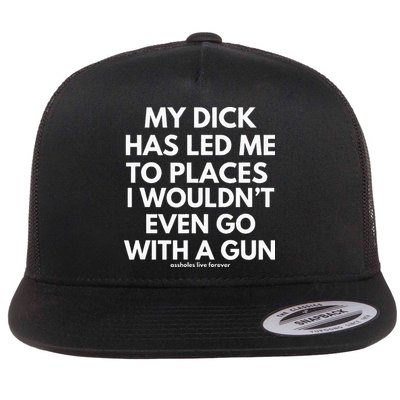 My Dick Has Led Me To Places I WounT Even Go With A Gun Flat Bill Trucker Hat