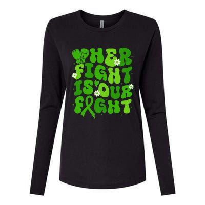 Mitochondrial Disease Her Fight Is Our Fight Green Flower Womens Cotton Relaxed Long Sleeve T-Shirt