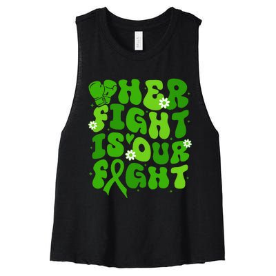 Mitochondrial Disease Her Fight Is Our Fight Green Flower Women's Racerback Cropped Tank