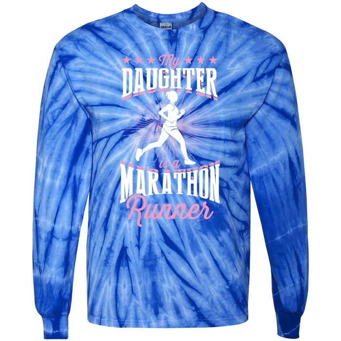 My Daughter Is A Marathon Runner Proud Mom Dad Gift Tie-Dye Long Sleeve Shirt