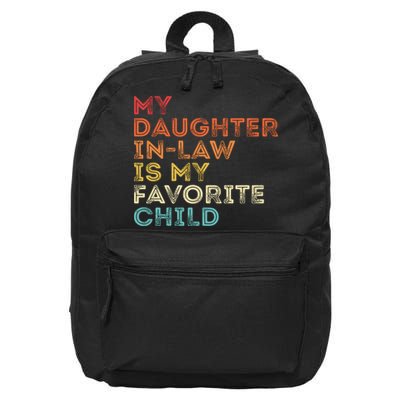 My Daughter In Law Is My Favorite Child Vintage Retro 16 in Basic Backpack