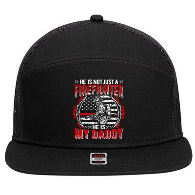 My Daddy Is Firefighter Thin Red Line Fire Son Daughter Gift 7 Panel Mesh Trucker Snapback Hat