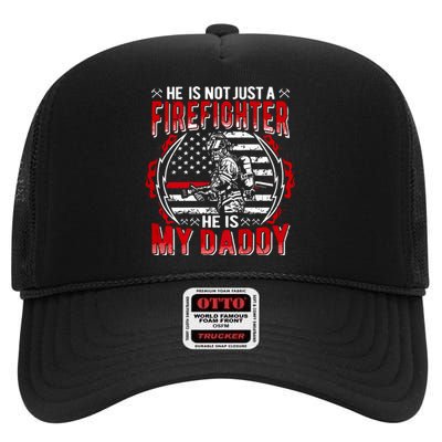 My Daddy Is Firefighter Thin Red Line Fire Son Daughter Gift High Crown Mesh Back Trucker Hat