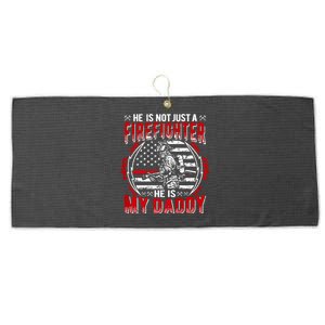 My Daddy Is Firefighter Thin Red Line Fire Son Daughter Gift Large Microfiber Waffle Golf Towel