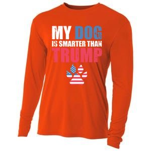 My Dog Is Smarter Than Your President Trump Funny Antigifttrump Gift Cooling Performance Long Sleeve Crew