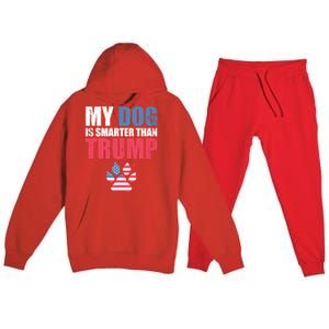 My Dog Is Smarter Than Your President Trump Funny Antigifttrump Gift Premium Hooded Sweatsuit Set