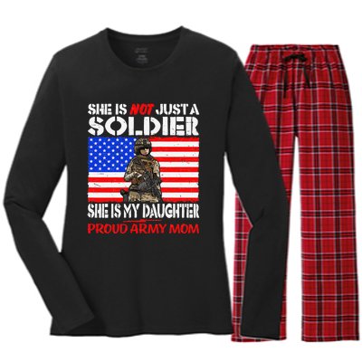 My Daughter Is A Soldier Proud Army Military Mother Gift Women's Long Sleeve Flannel Pajama Set 