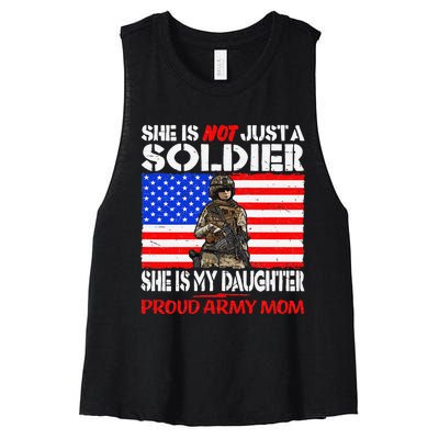 My Daughter Is A Soldier Proud Army Military Mother Gift Women's Racerback Cropped Tank