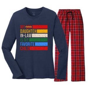 My Daughter In Law Is My Favorite Child Replaced Son Funny Women's Long Sleeve Flannel Pajama Set 