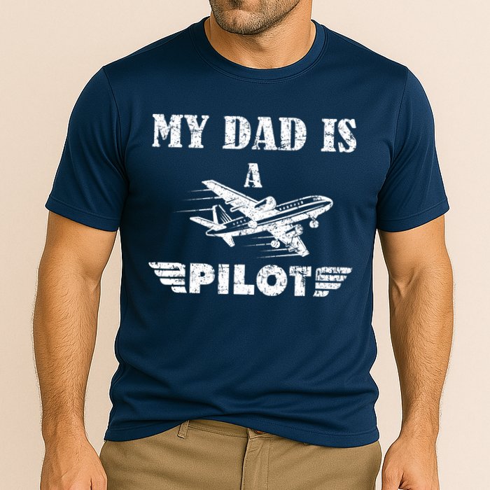 My Dad Is A Pilot Airplane Aviation Pilot's Aeroplane Cooling Performance Crew T-Shirt