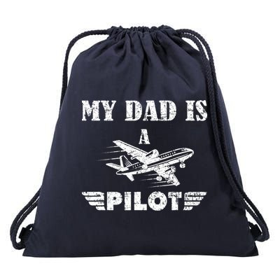 My Dad Is A Pilot Airplane Aviation Pilot's Aeroplane Drawstring Bag