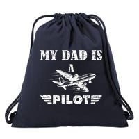 My Dad Is A Pilot Airplane Aviation Pilot's Aeroplane Drawstring Bag