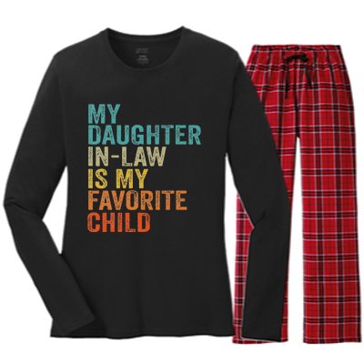 My Daughter In Law Is My Favorite Child Retro Vintage Women's Long Sleeve Flannel Pajama Set 