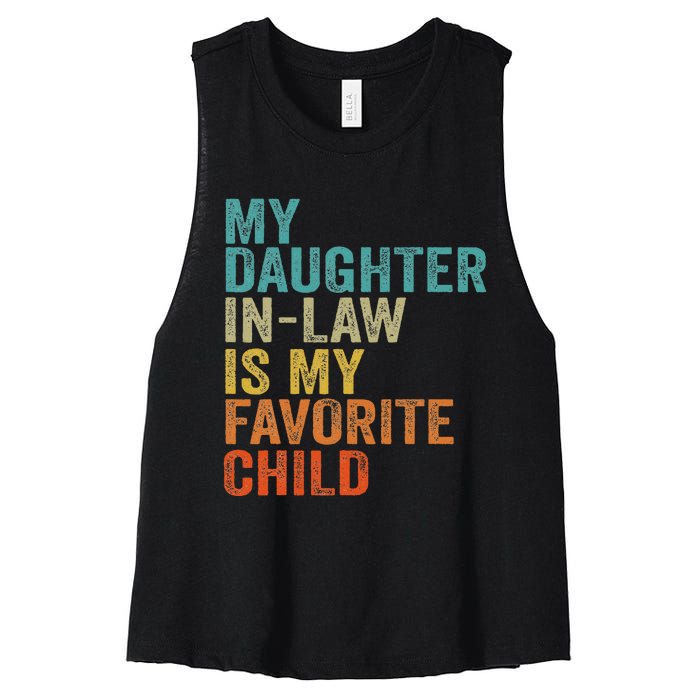 My Daughter In Law Is My Favorite Child Retro Vintage Women's Racerback Cropped Tank