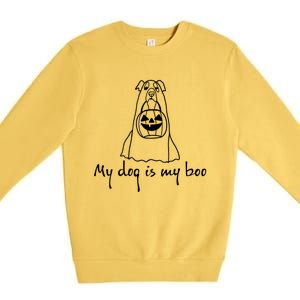 My Dog Is My Boo Funny Dog Owner Boo Ghost Lover Halloween Gift Premium Crewneck Sweatshirt