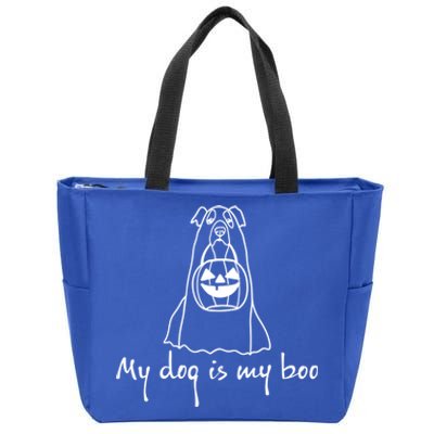 My Dog Is My Boo Funny Dog Owner Boo Ghost Lover Halloween Gift Zip Tote Bag