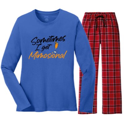 Mimosa Daytime Ing Brunch Sometimes I Get Mimosional Gift Women's Long Sleeve Flannel Pajama Set 