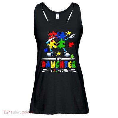 My Daughter Is Awesome Dabbing Pieces Autism Awareness Ladies Essential Flowy Tank