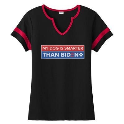 My Dog Is Smarter Than Biden Ladies Halftime Notch Neck Tee