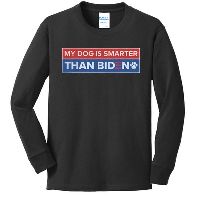 My Dog Is Smarter Than Biden Kids Long Sleeve Shirt