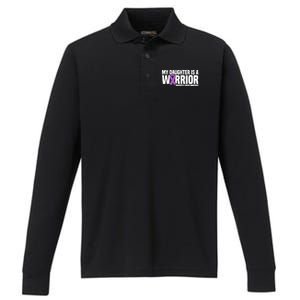 My Daughter Is A Warrior Pancreatic Cancer Awareness Gift Performance Long Sleeve Polo