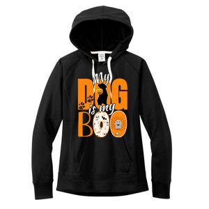 My Dog Is My Boo Funny Ghost Halloween Costume Dog Lover Gift Women's Fleece Hoodie