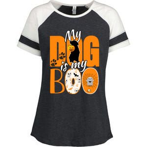 My Dog Is My Boo Funny Ghost Halloween Costume Dog Lover Gift Enza Ladies Jersey Colorblock Tee