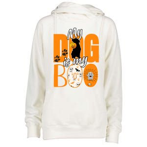 My Dog Is My Boo Funny Ghost Halloween Costume Dog Lover Gift Womens Funnel Neck Pullover Hood