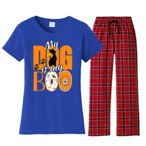 My Dog Is My Boo Funny Ghost Halloween Costume Dog Lover Gift Women's Flannel Pajama Set