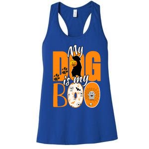 My Dog Is My Boo Funny Ghost Halloween Costume Dog Lover Gift Women's Racerback Tank