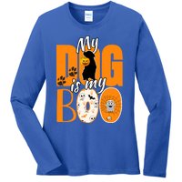 My Dog Is My Boo Funny Ghost Halloween Costume Dog Lover Gift Ladies Long Sleeve Shirt