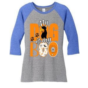 My Dog Is My Boo Funny Ghost Halloween Costume Dog Lover Gift Women's Tri-Blend 3/4-Sleeve Raglan Shirt