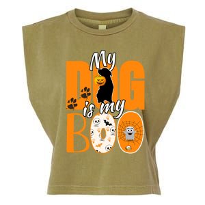 My Dog Is My Boo Funny Ghost Halloween Costume Dog Lover Gift Garment-Dyed Women's Muscle Tee