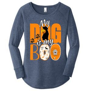 My Dog Is My Boo Funny Ghost Halloween Costume Dog Lover Gift Women's Perfect Tri Tunic Long Sleeve Shirt