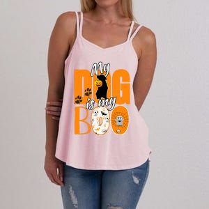 My Dog Is My Boo Funny Ghost Halloween Costume Dog Lover Gift Women's Strappy Tank