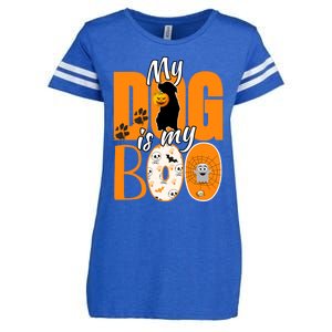 My Dog Is My Boo Funny Ghost Halloween Costume Dog Lover Gift Enza Ladies Jersey Football T-Shirt