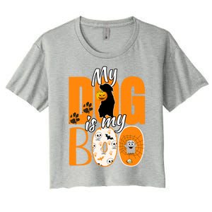 My Dog Is My Boo Funny Ghost Halloween Costume Dog Lover Gift Women's Crop Top Tee