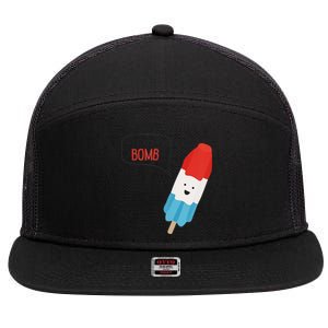 My Dad Is The Bomb Pop Funny Icecream Popsicle Summer 7 Panel Mesh Trucker Snapback Hat