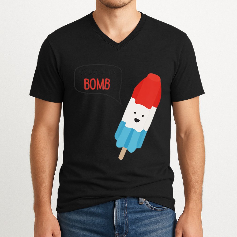 My Dad Is The Bomb Pop Funny Icecream Popsicle Summer V-Neck T-Shirt