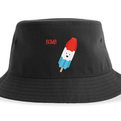 My Dad Is The Bomb Pop Funny Icecream Popsicle Summer Sustainable Bucket Hat