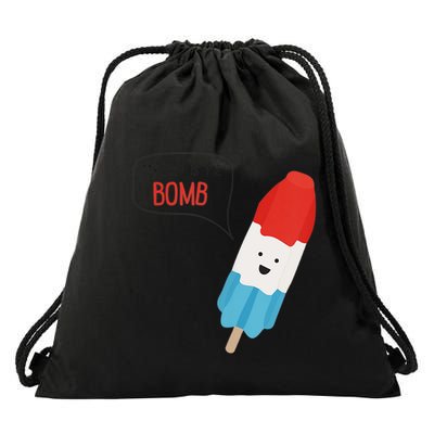 My Dad Is The Bomb Pop Funny Icecream Popsicle Summer Drawstring Bag