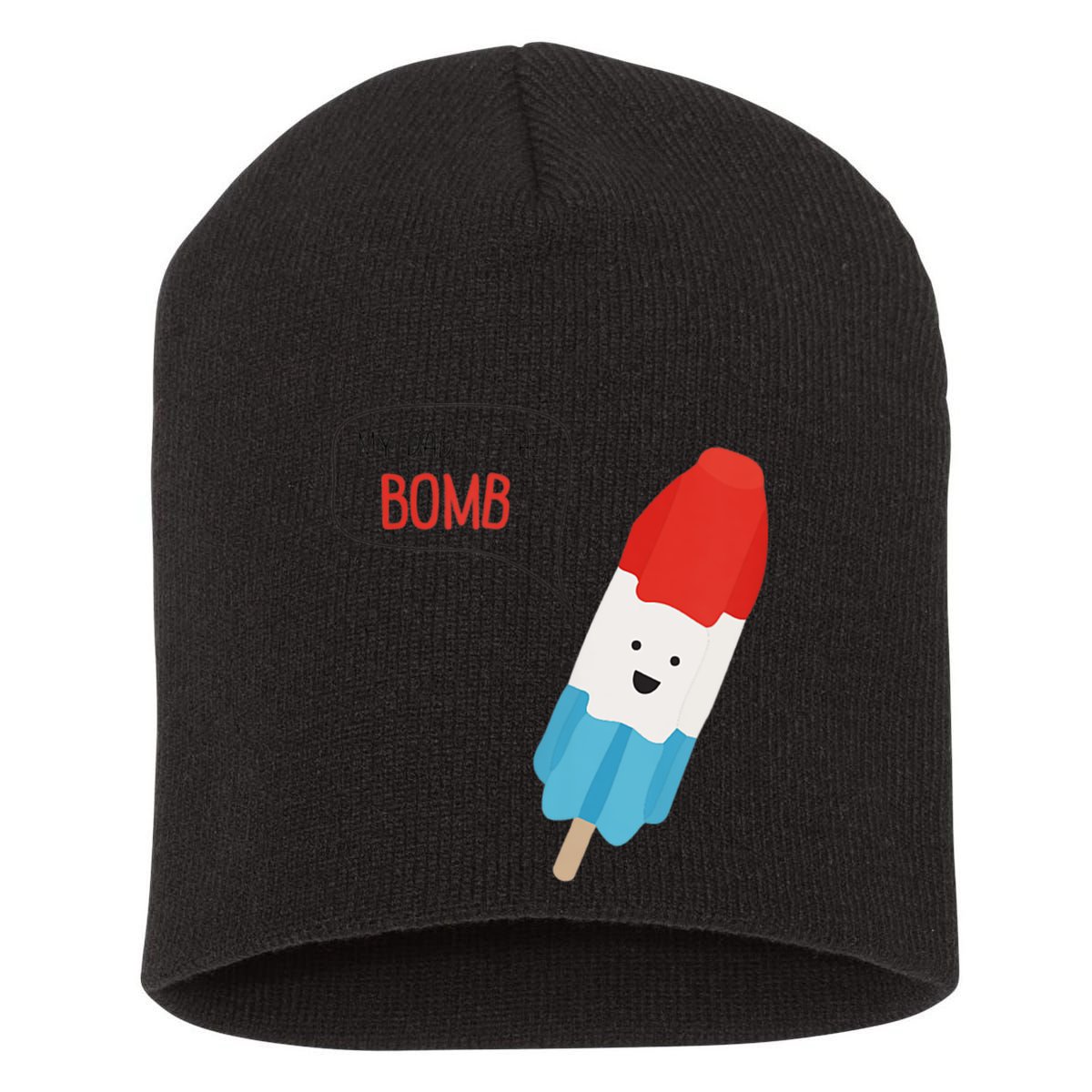 My Dad Is The Bomb Pop Funny Icecream Popsicle Summer Short Acrylic Beanie