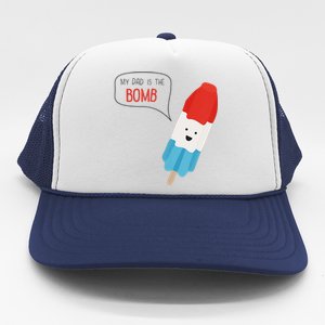 My Dad Is The Bomb Pop Funny Icecream Popsicle Summer Trucker Hat